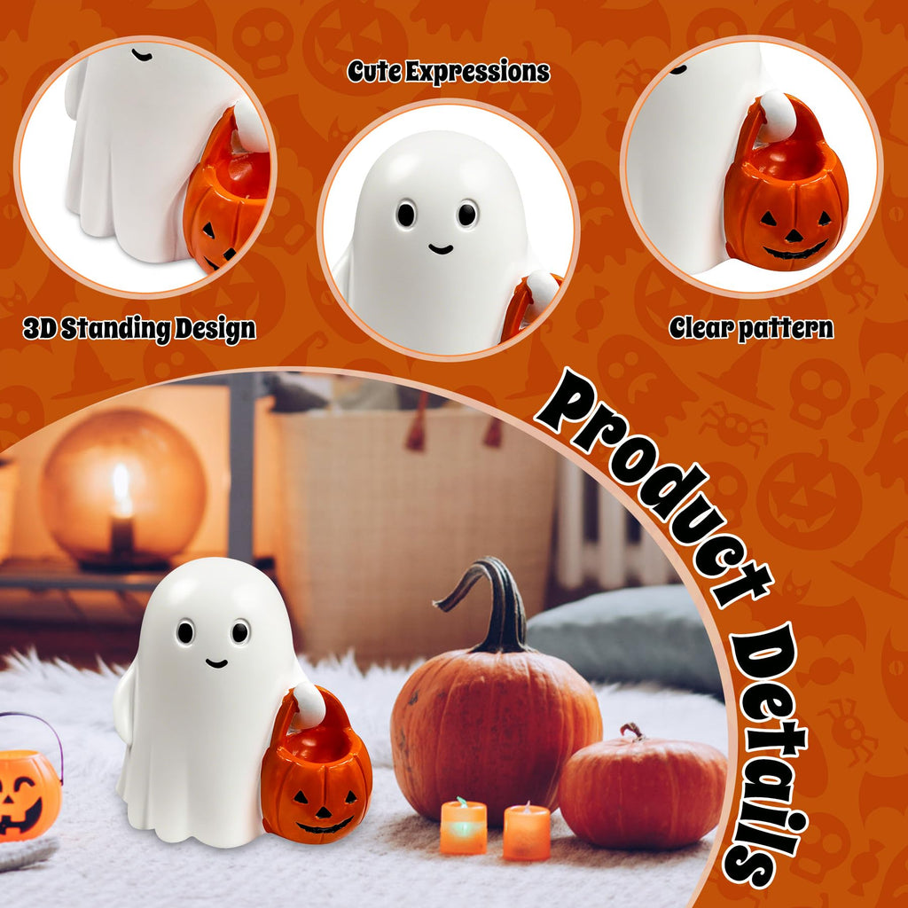 Halloween Ghost Figurine Ghost Decor, Funny Ghost Statue, Cute Ghost Figurine, Ghost Statue Halloween Decoration for Gift Props Tabletop Home Decor New Year's Gifts - Halloween Happy