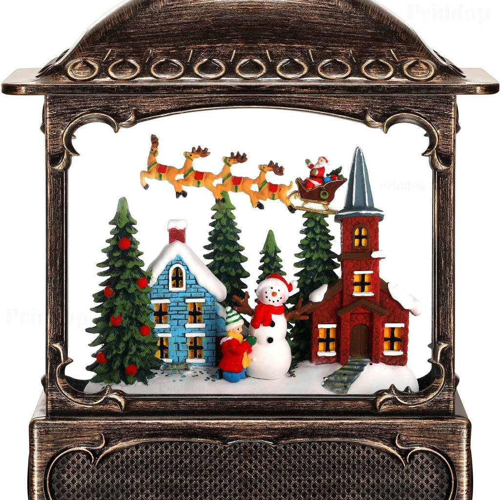 Halloween Snow Globe Lantern Haunted House Pumpkin Ghost Tree Crow Rip Dancing Bats with Timer, USB and Battery Powered 12 inch - Halloween Happy