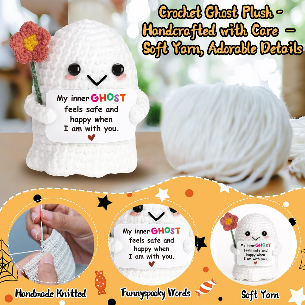 You're My Boo Buddy Cute Halloween Spooky Gifts - Funny & Romantic Handmade Crochet Ghost Plush Decor for for Girlfriend, Boyfriend, Couples, Her, Him, Friends, Valentine,Christmas Stocking Stuffer - Halloween Happy
