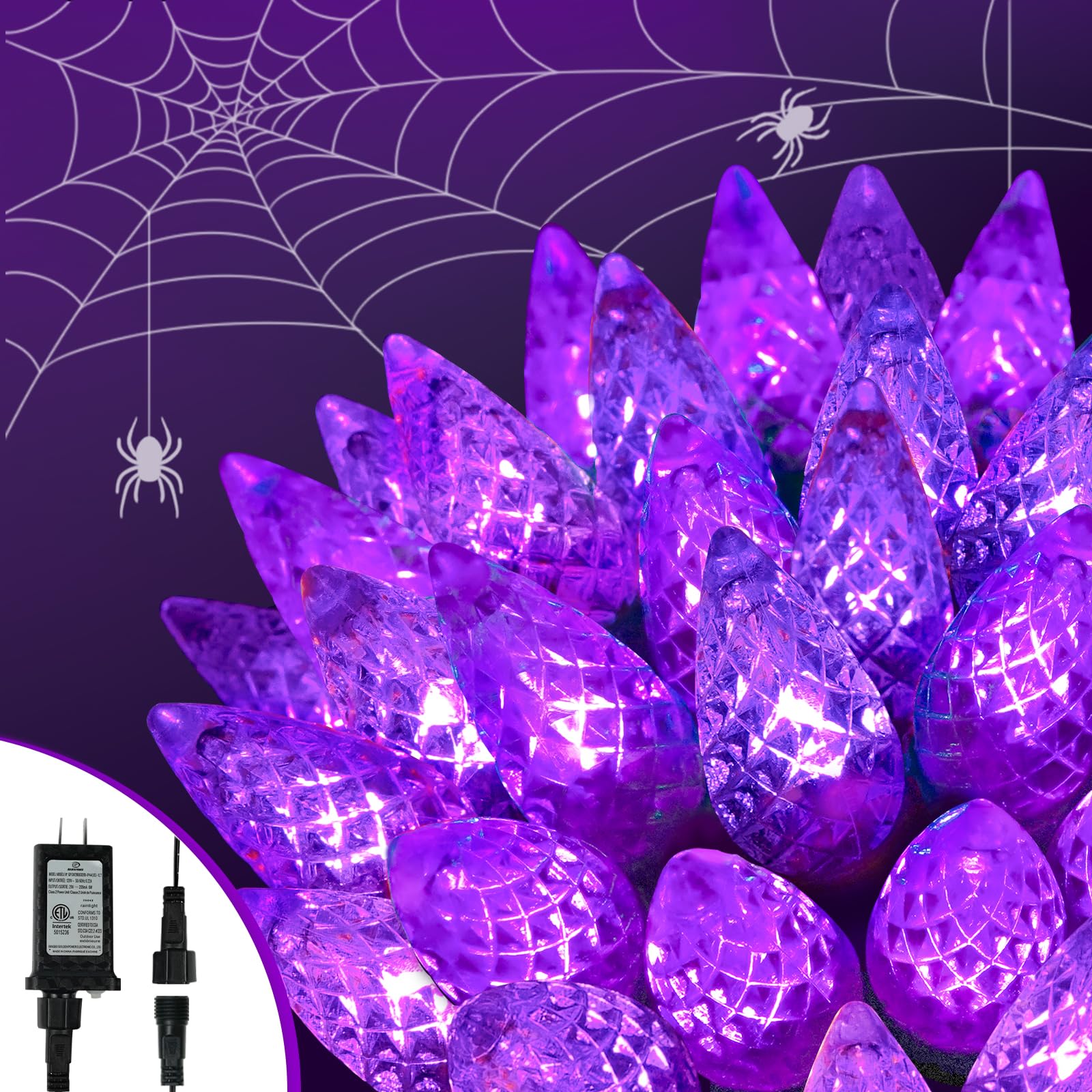 Upgraded 250 LED C6 Connectable Halloween String Lights, 82FT Orange Purple and Green Lights, Waterproof Fairy Twinkle Light Plug in with 13 Modes & Timer for Outdoor Indoor Halloween Decorations - Halloween Happy