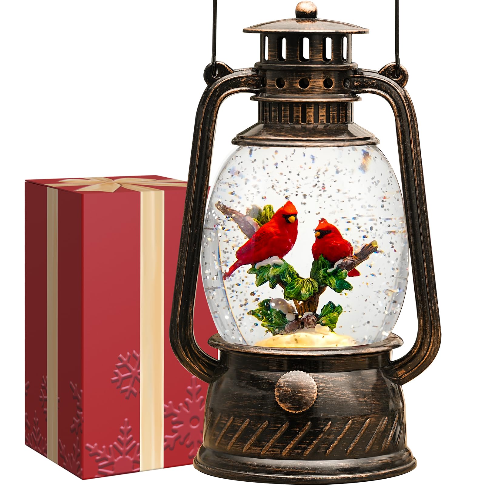 Halloween Snow Globe, Halloween Decorations Indoor Light Up Snow Globe Lantern with Music, 6H Timer, Love Never Dies Swirling Glitter Halloween Lantern for Halloween Home Decorations - Halloween Happy