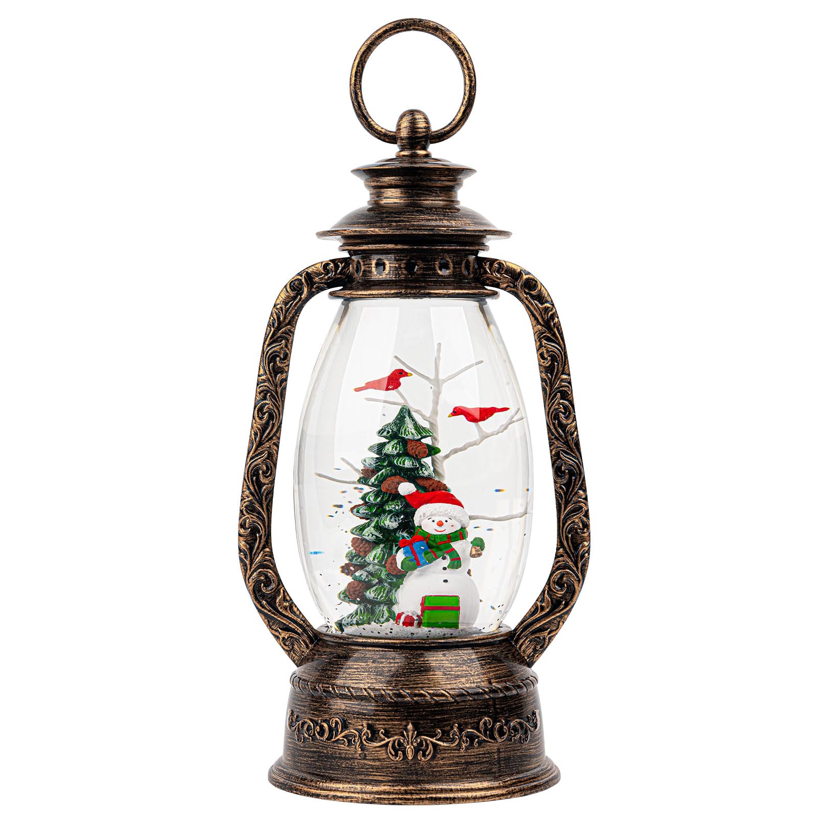 Halloween Snow Globe Lantern Water Glittering Spooky Witch' s Black Cat in Pumpkins with Music, USB Lined/Battery Operated Lighted Lantern for Halloween Festival Decoration Gifts - Halloween Happy