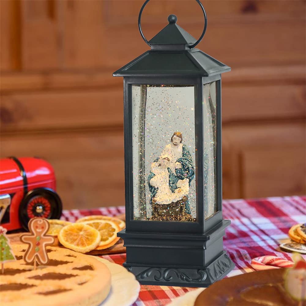 Eldnacele Halloween Ghost Projection Snow Globe Lantern with 6 - Hour Timer, Lighted Plug - in & Battery Operated Water Glittering Snowing Globe Lamp for Spooky Fall Halloween Indoor Decoration(Skeleton) - Halloween Happy