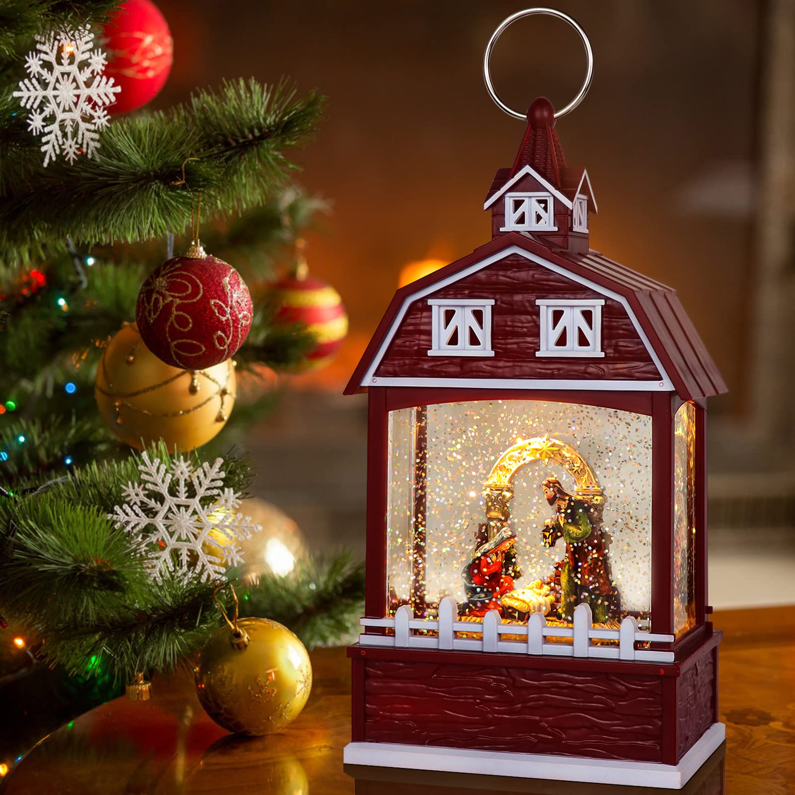 DRomance Halloween Skeleton Snow Globe Lantern with 6H Timer Battery Operated USB Powered Lighted Water Glitters Bronze Canteen Shaped Snow Globe Halloween Decoration Children Gift(6 x 3.2 x 11 Inch) - Halloween Happy