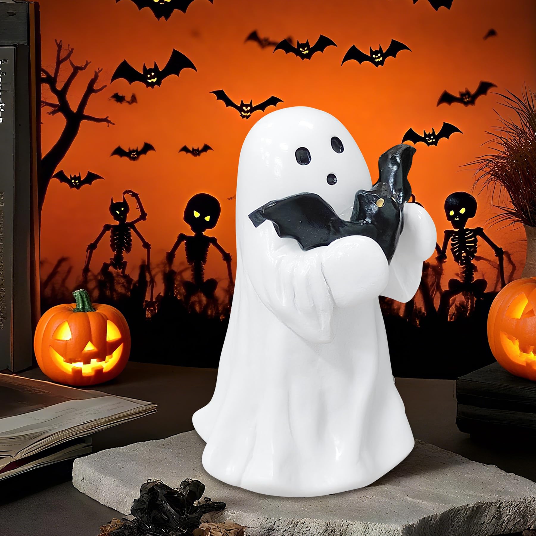 Halloween Ghost Figurine Ghost Decor, Funny Ghost Statue, Cute Ghost Figurine, Ghost Statue Halloween Decoration for Gift Props Tabletop Home Decor New Year's Gifts - Halloween Happy
