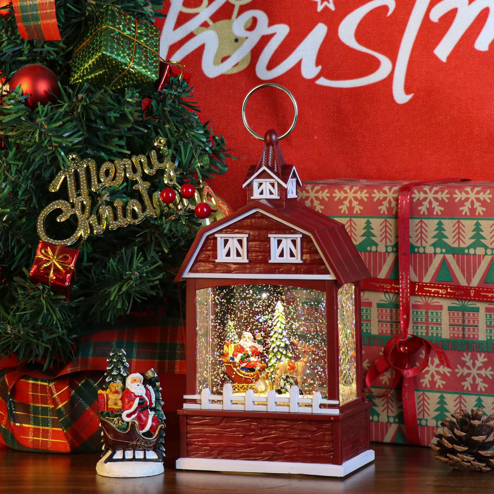 DRomance Halloween Skeleton Snow Globe Lantern with 6H Timer Battery Operated USB Powered Lighted Water Glitters Bronze Canteen Shaped Snow Globe Halloween Decoration Children Gift(6 x 3.2 x 11 Inch) - Halloween Happy