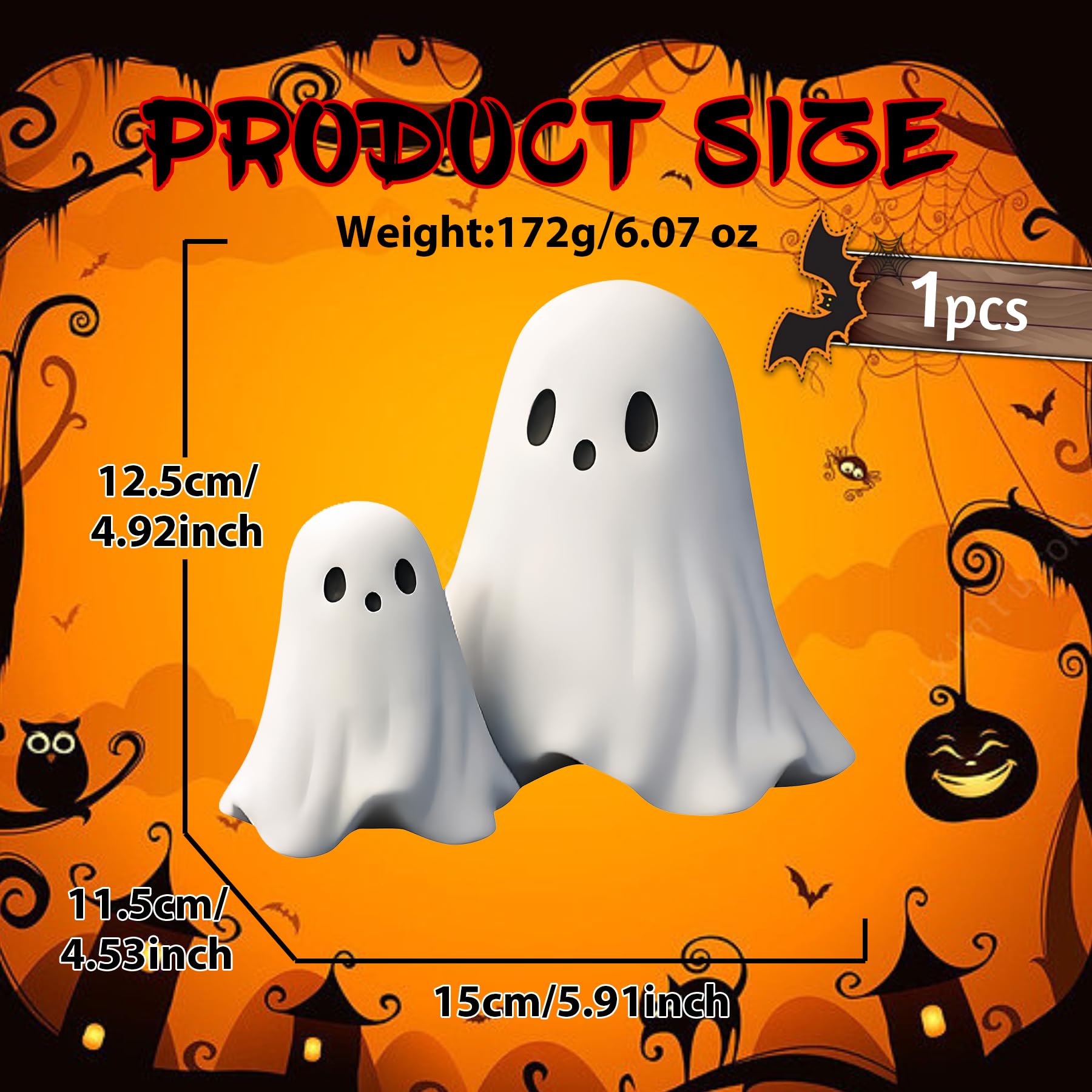 Halloween Ghost Figurine Ghost Decor, Funny Ghost Statue, Cute Ghost Figurine, Ghost Statue Halloween Decoration for Gift Props Tabletop Home Decor New Year's Gifts - Halloween Happy