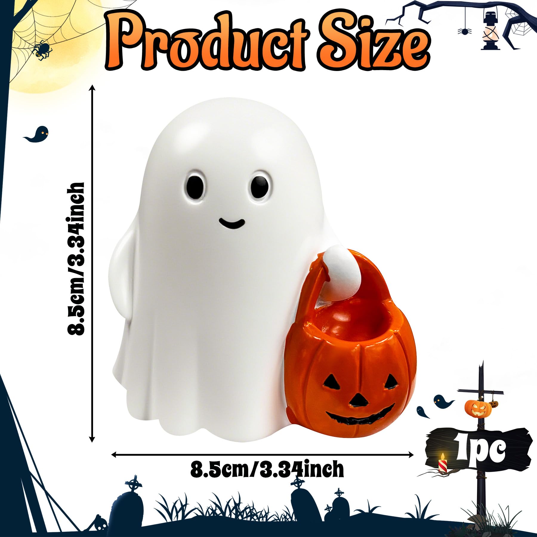 Halloween Ghost Figurine Ghost Decor, Funny Ghost Statue, Cute Ghost Figurine, Ghost Statue Halloween Decoration for Gift Props Tabletop Home Decor New Year's Gifts - Halloween Happy