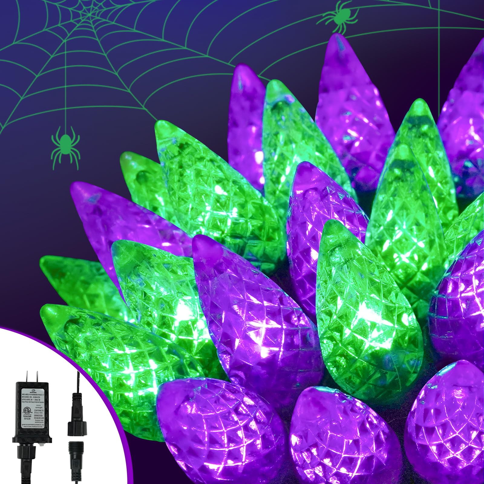 Upgraded 250 LED C6 Connectable Halloween String Lights, 82FT Orange Purple and Green Lights, Waterproof Fairy Twinkle Light Plug in with 13 Modes & Timer for Outdoor Indoor Halloween Decorations - Halloween Happy
