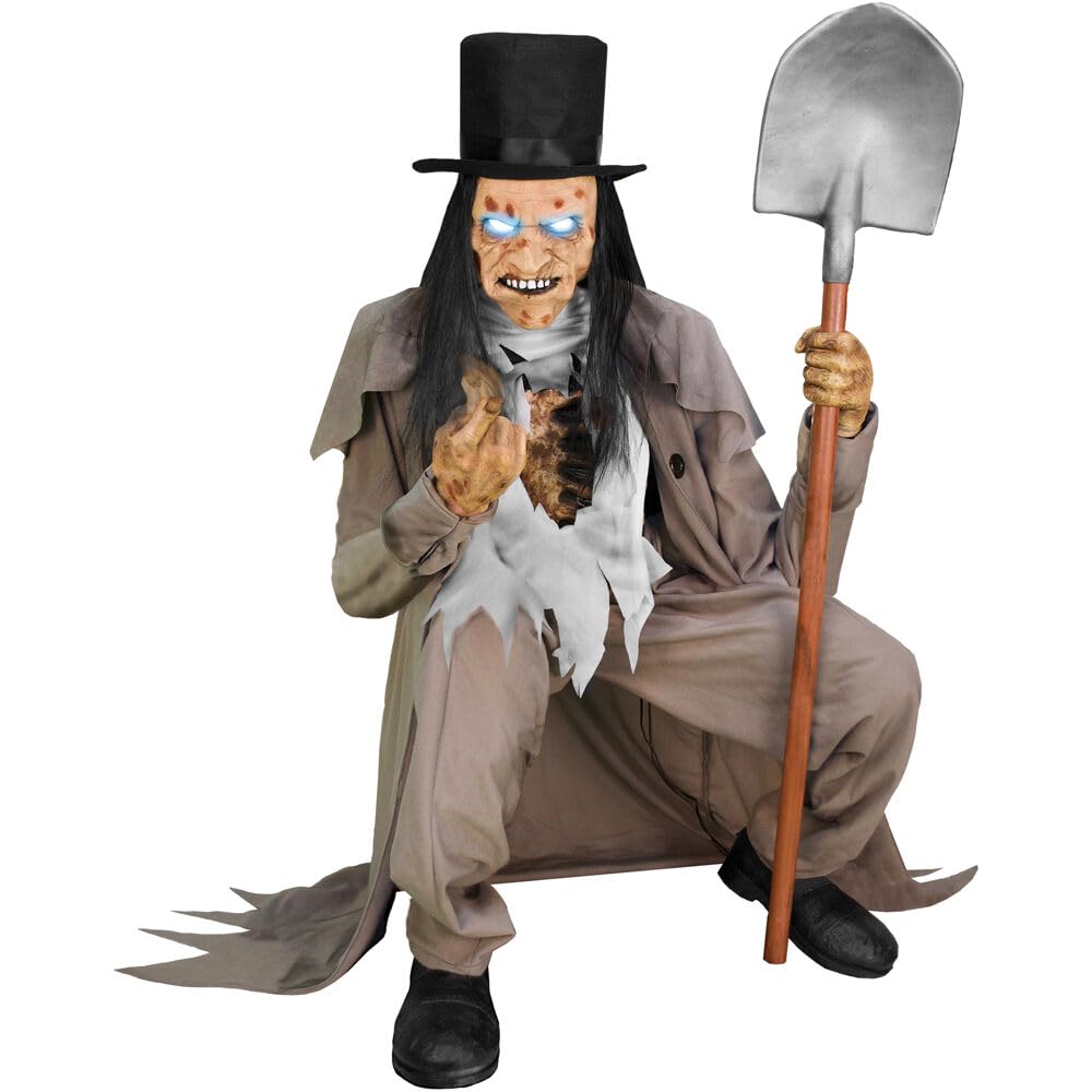 Haunted Hill Farm Soul Sucker Demon Reaper with Child by Tekky, Motion - Activated Talking Halloween Animatronic for Creepy Indoor or Covered Outdoor Halloween Decorations, Plug - in or Battery Operated - Halloween Happy