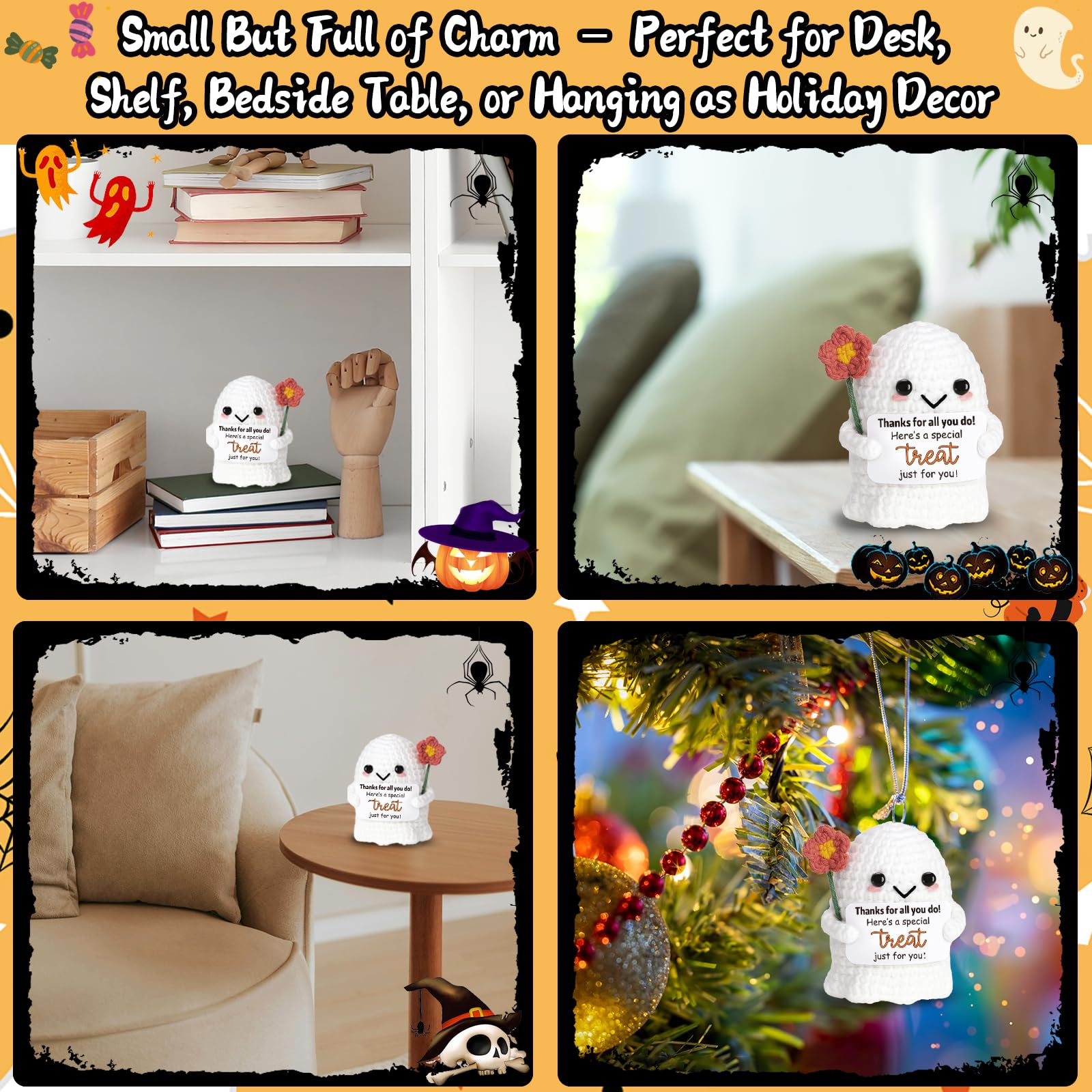 You're My Boo Buddy Cute Halloween Spooky Gifts - Funny & Romantic Handmade Crochet Ghost Plush Decor for for Girlfriend, Boyfriend, Couples, Her, Him, Friends, Valentine,Christmas Stocking Stuffer - Halloween Happy