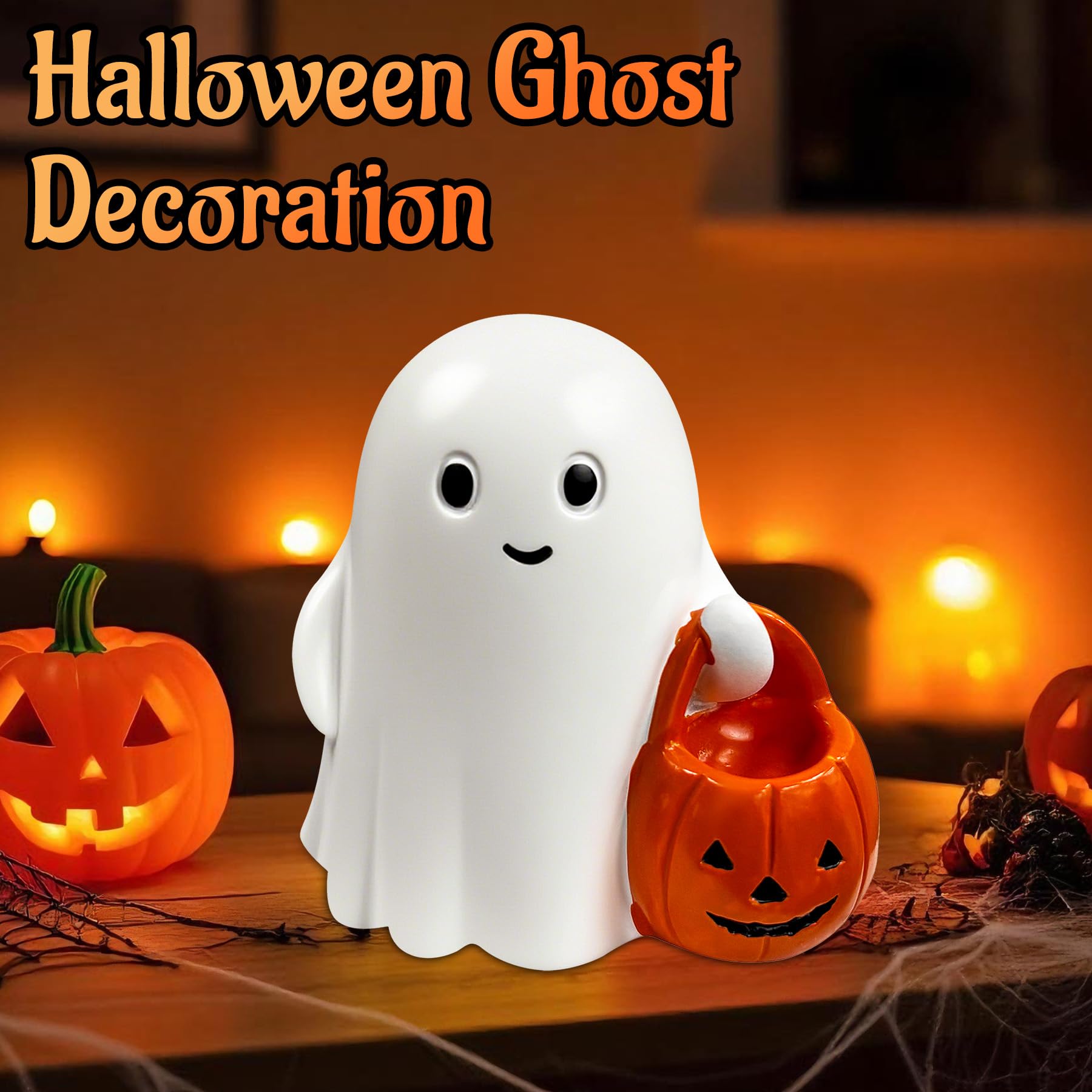 Halloween Ghost Figurine Ghost Decor, Funny Ghost Statue, Cute Ghost Figurine, Ghost Statue Halloween Decoration for Gift Props Tabletop Home Decor New Year's Gifts - Halloween Happy