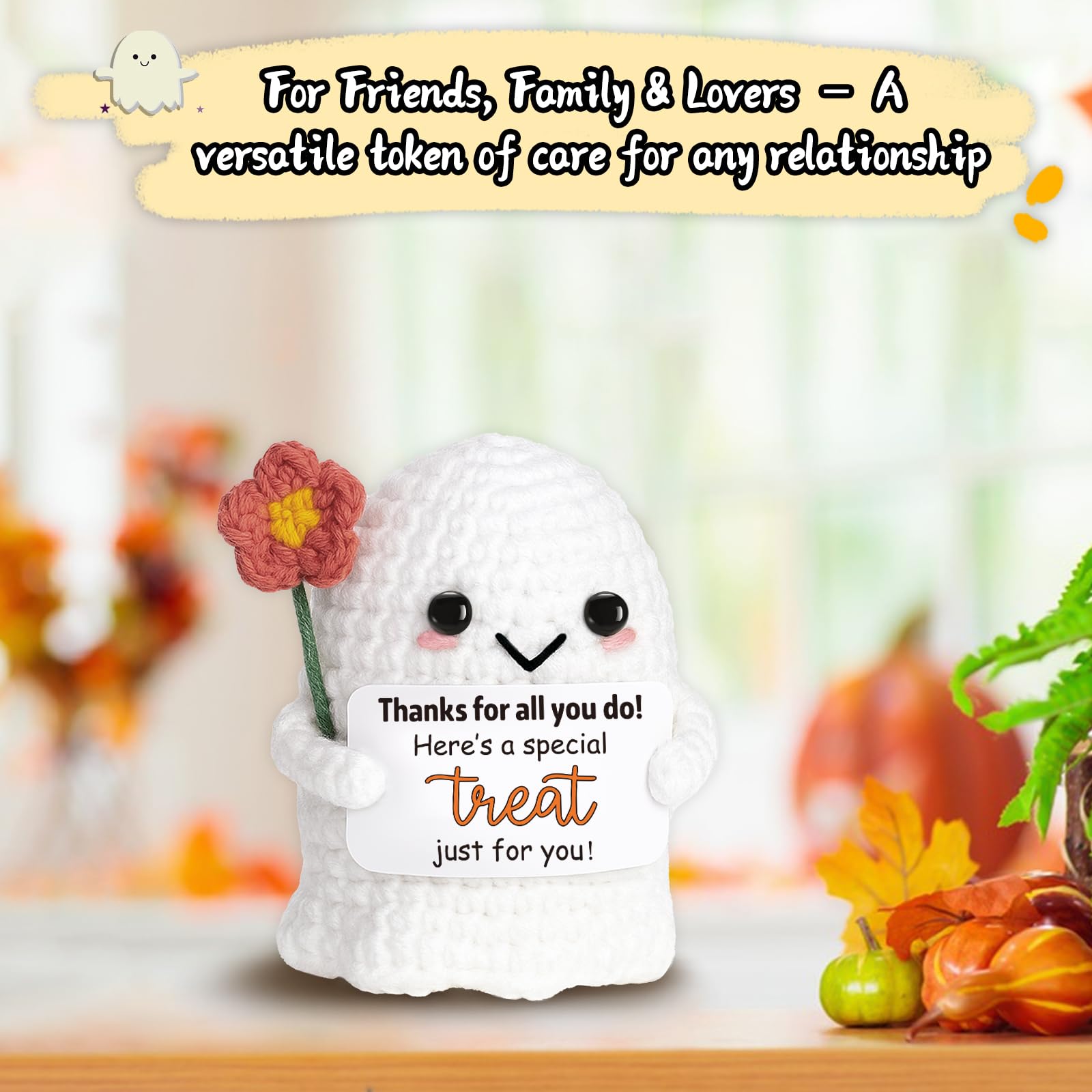 You're My Boo Buddy Cute Halloween Spooky Gifts - Funny & Romantic Handmade Crochet Ghost Plush Decor for for Girlfriend, Boyfriend, Couples, Her, Him, Friends, Valentine,Christmas Stocking Stuffer - Halloween Happy