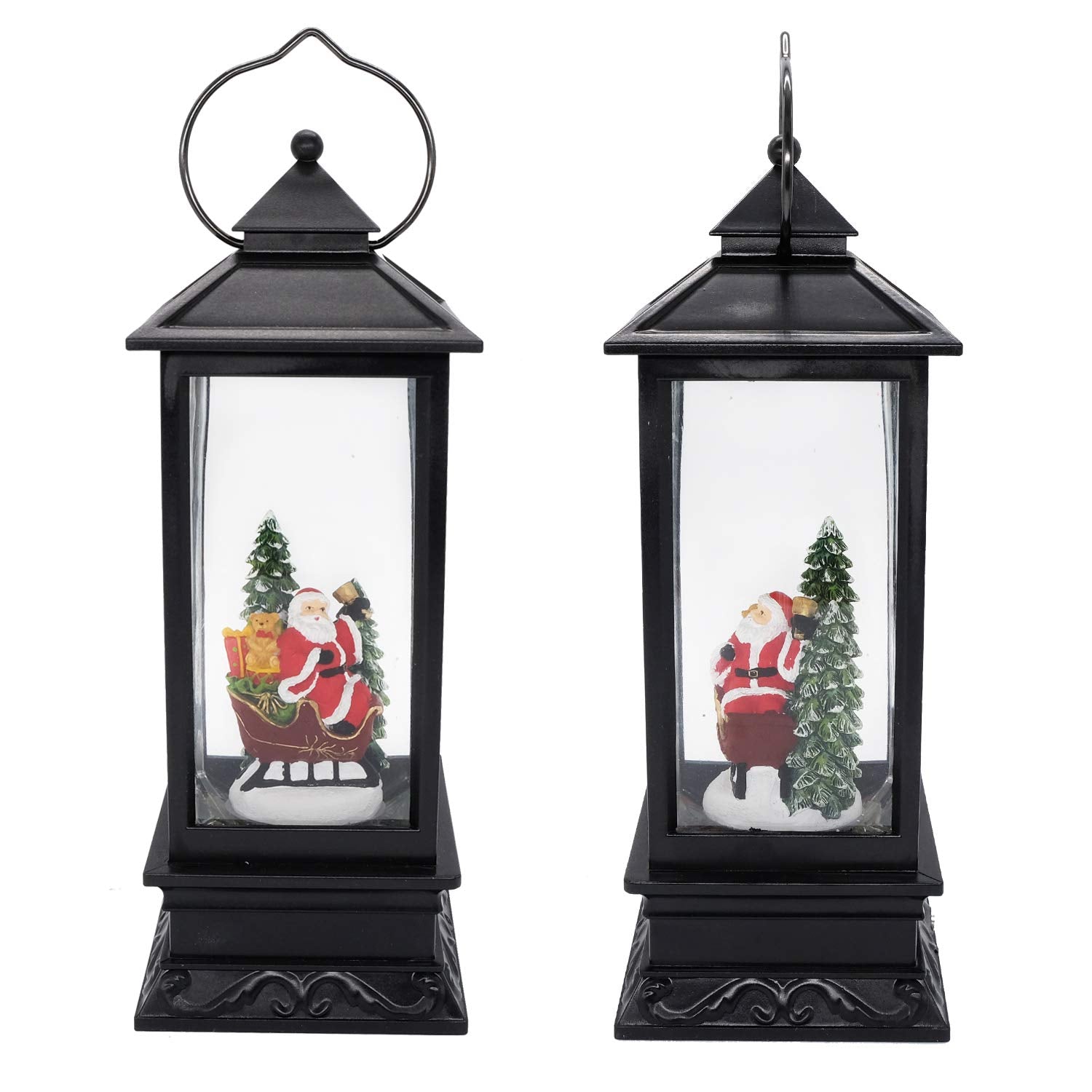 Eldnacele Halloween Ghost Projection Snow Globe Lantern with 6 - Hour Timer, Lighted Plug - in & Battery Operated Water Glittering Snowing Globe Lamp for Spooky Fall Halloween Indoor Decoration(Skeleton) - Halloween Happy