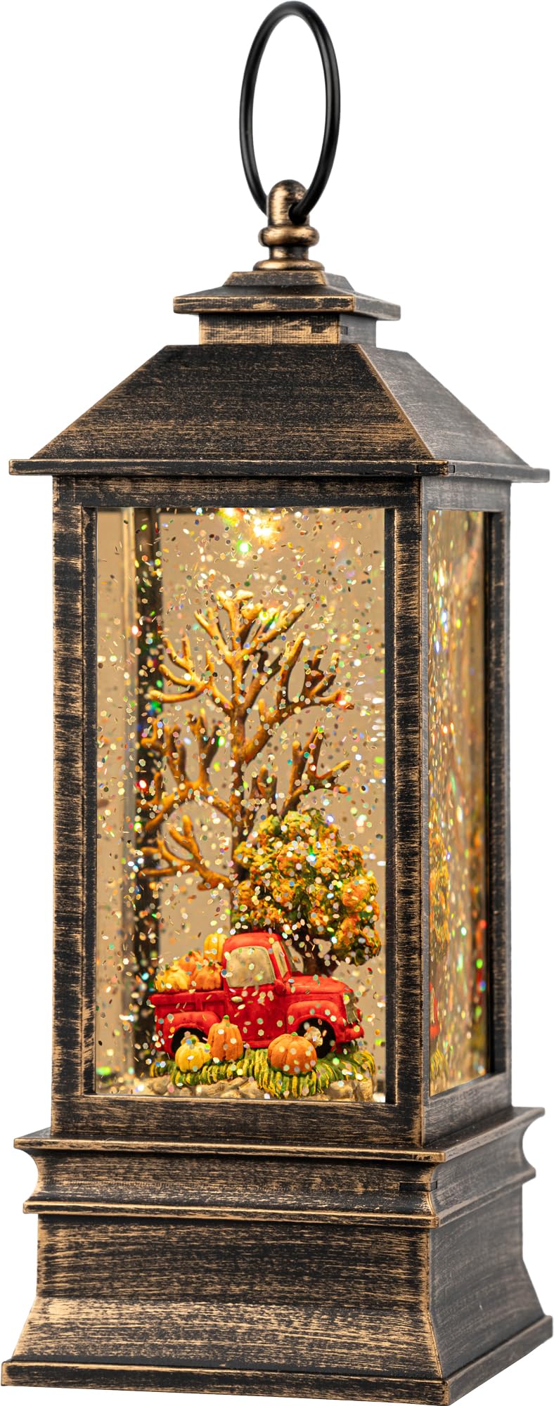 Halloween Snow Globe Lantern Water Glittering Spooky Witch' s Black Cat in Pumpkins with Music, USB Lined/Battery Operated Lighted Lantern for Halloween Festival Decoration Gifts - Halloween Happy
