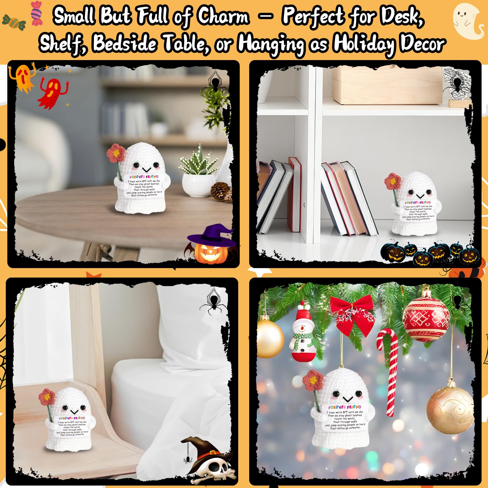 You're My Boo Buddy Cute Halloween Spooky Gifts - Funny & Romantic Handmade Crochet Ghost Plush Decor for for Girlfriend, Boyfriend, Couples, Her, Him, Friends, Valentine,Christmas Stocking Stuffer - Halloween Happy
