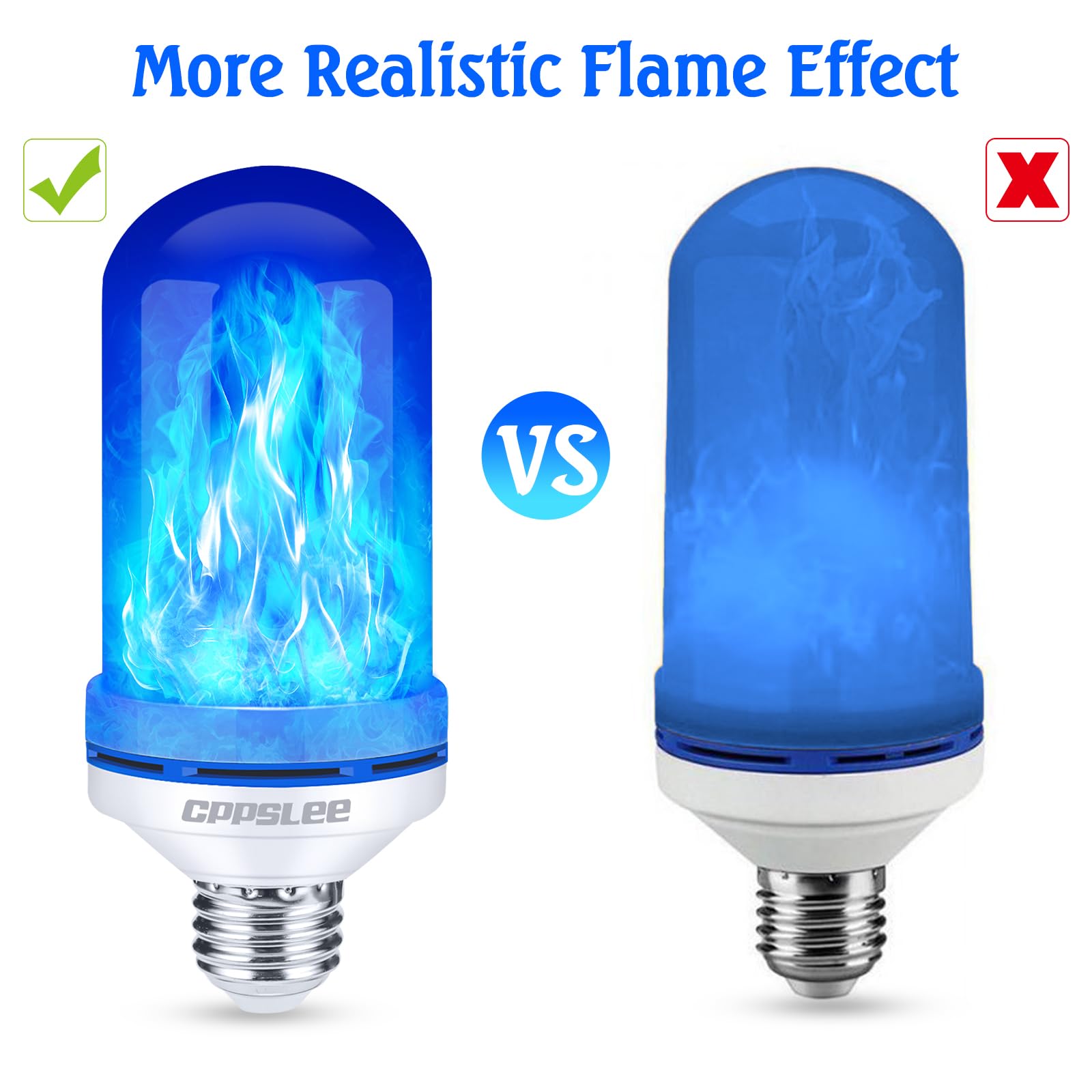 Halloween Decorations Upgraded LED Flame Light Bulbs, 4 Modes Flickering Light Bulbs, E26 Base Fire Flame Bulb, Christmas Lights Patio Outdoor Indoor Home Decor (Yellow, 2 Pack) - Halloween Happy