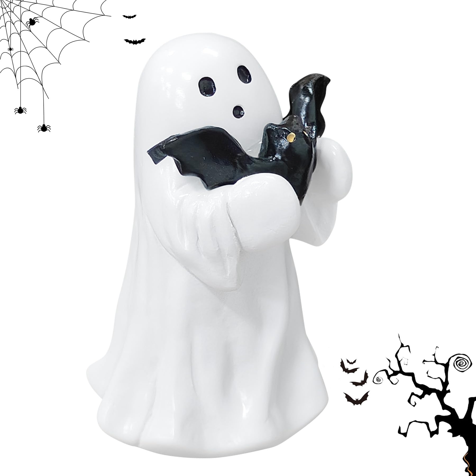 Halloween Ghost Figurine Ghost Decor, Funny Ghost Statue, Cute Ghost Figurine, Ghost Statue Halloween Decoration for Gift Props Tabletop Home Decor New Year's Gifts - Halloween Happy