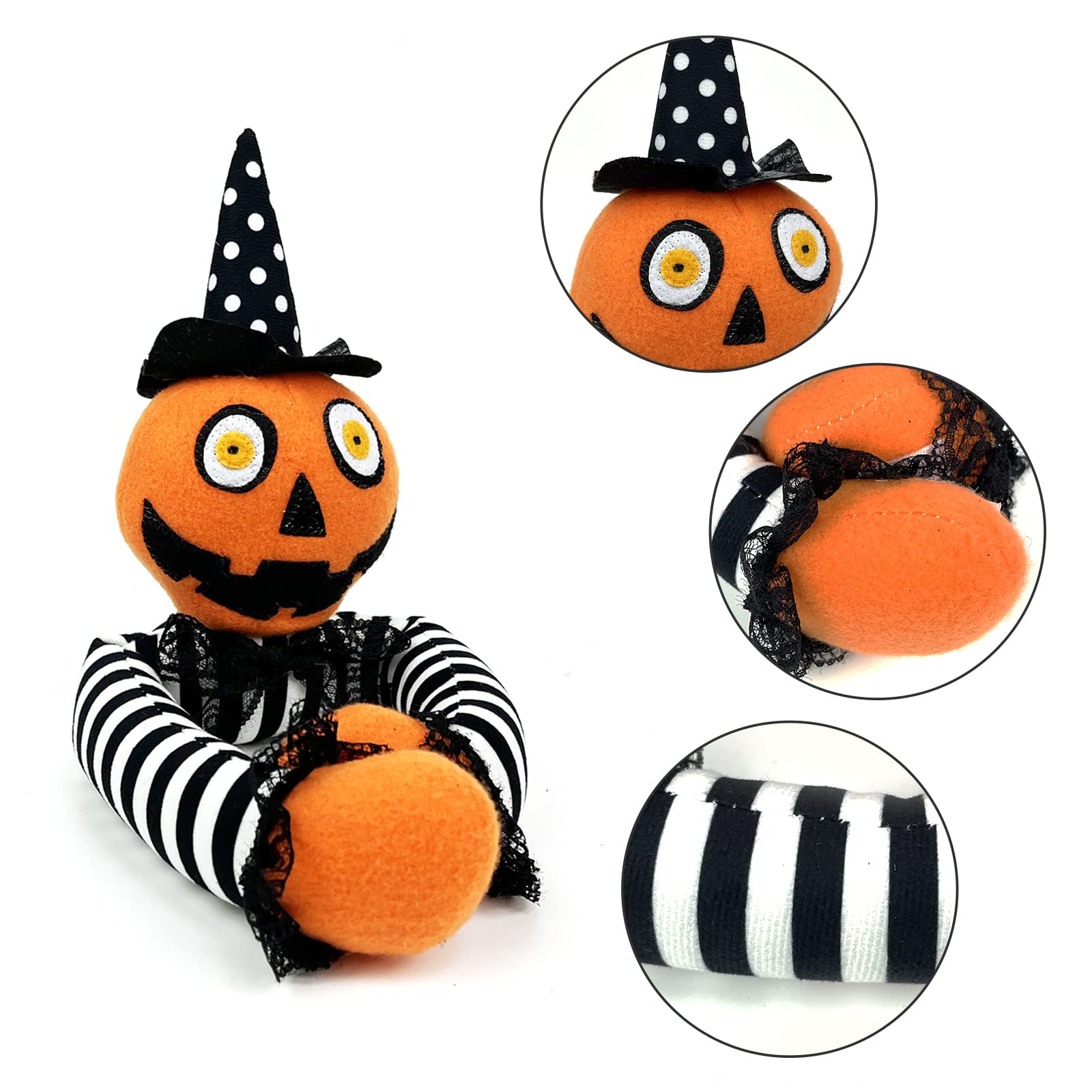 Ogrmar 2 Pack Halloween Curtain Buckle Doll Pumpkin Curtain Tieback Hold Back Fastener for Window Home Hotel Room Decoration (Orange and Black) - Halloween Happy