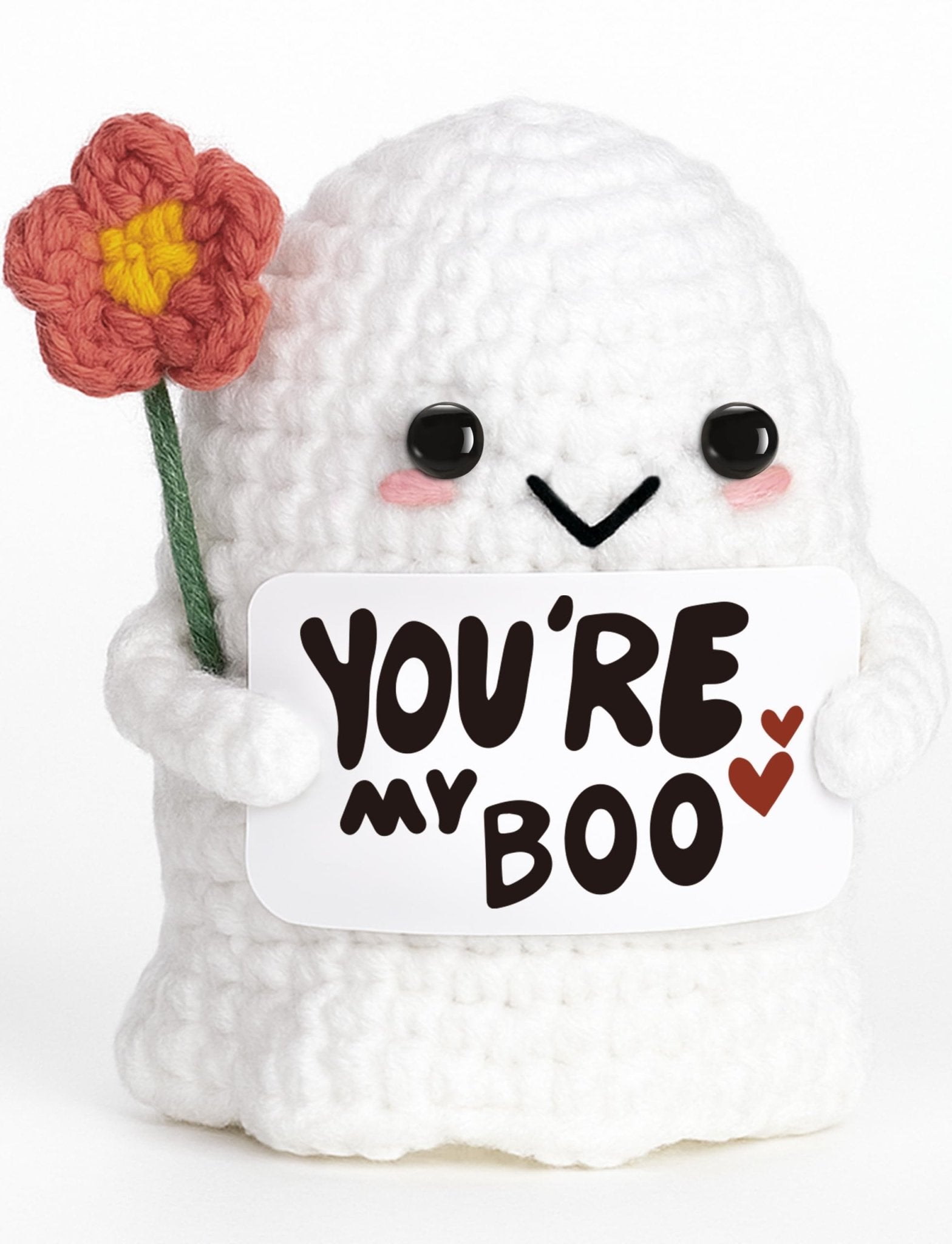 You're My Boo Buddy Cute Halloween Spooky Gifts - Funny & Romantic Handmade Crochet Ghost Plush Decor for for Girlfriend, Boyfriend, Couples, Her, Him, Friends, Valentine,Christmas Stocking Stuffer - Halloween Happy