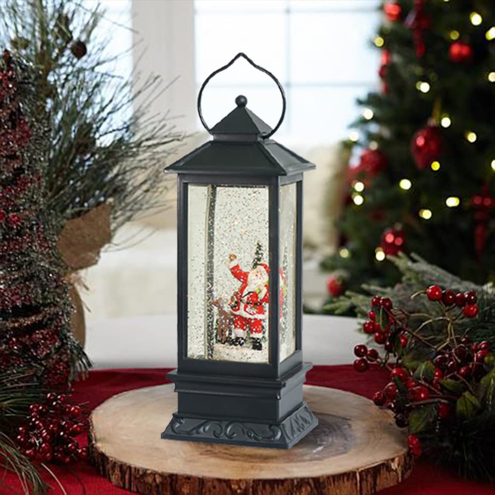 Eldnacele Halloween Ghost Projection Snow Globe Lantern with 6 - Hour Timer, Lighted Plug - in & Battery Operated Water Glittering Snowing Globe Lamp for Spooky Fall Halloween Indoor Decoration(Skeleton) - Halloween Happy