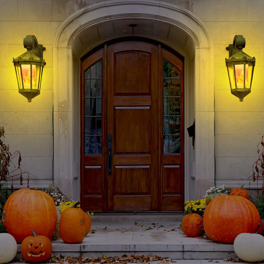 Halloween Decorations Upgraded LED Flame Light Bulbs, 4 Modes Flickering Light Bulbs, E26 Base Fire Flame Bulb, Christmas Lights Patio Outdoor Indoor Home Decor (Yellow, 2 Pack) - Halloween Happy