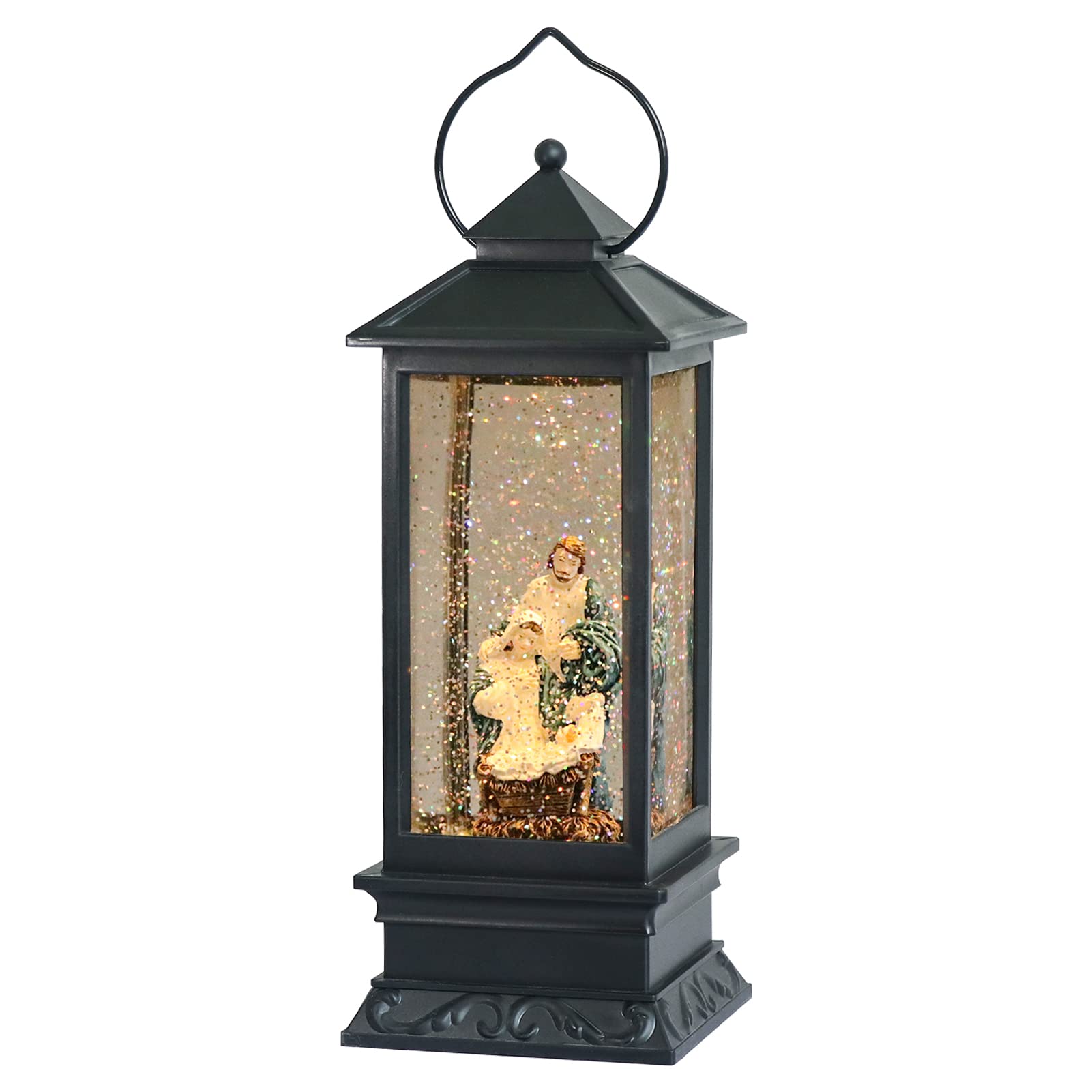 Eldnacele Halloween Ghost Projection Snow Globe Lantern with 6 - Hour Timer, Lighted Plug - in & Battery Operated Water Glittering Snowing Globe Lamp for Spooky Fall Halloween Indoor Decoration(Skeleton) - Halloween Happy