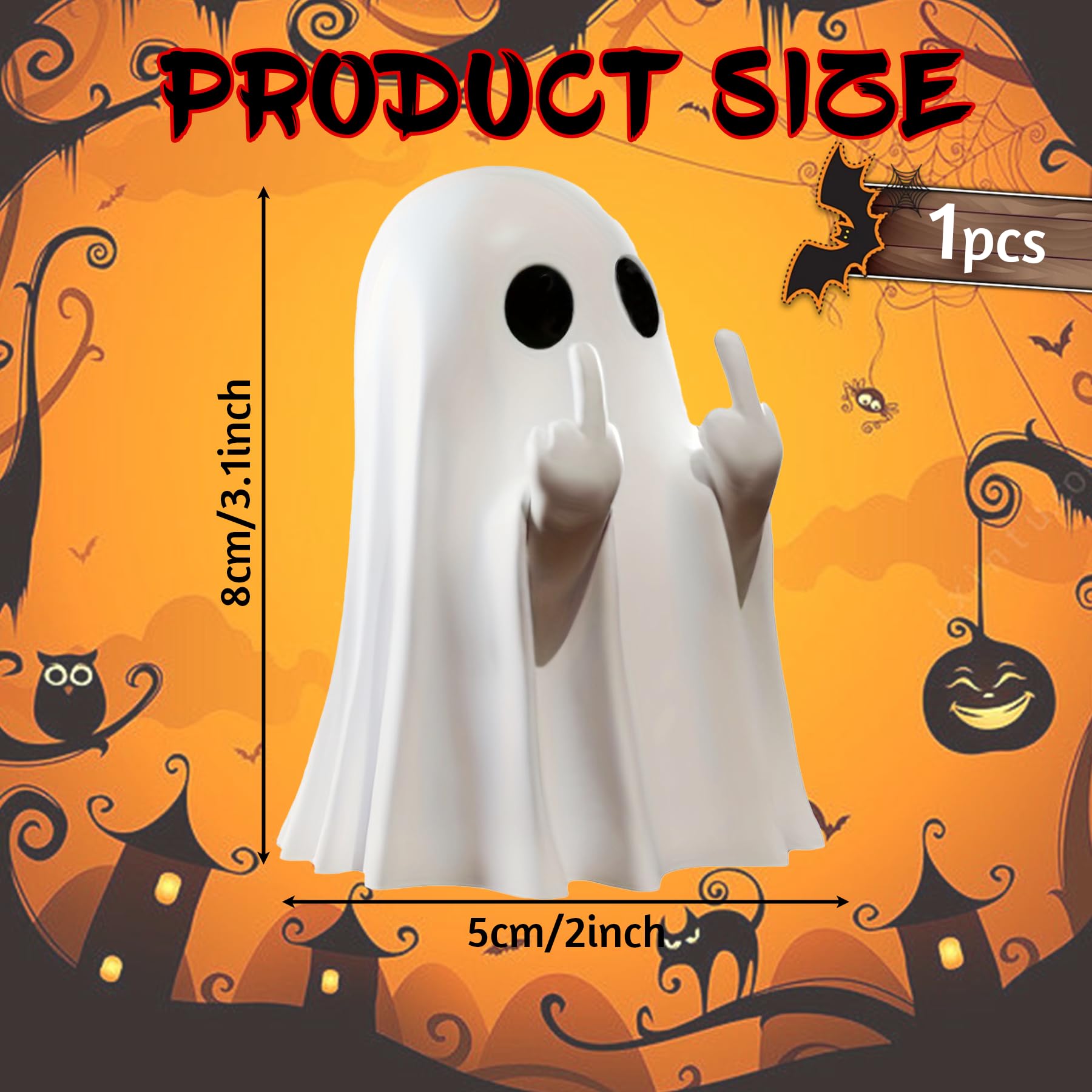 Halloween Ghost Figurine Ghost Decor, Funny Ghost Statue, Cute Ghost Figurine, Ghost Statue Halloween Decoration for Gift Props Tabletop Home Decor New Year's Gifts - Halloween Happy