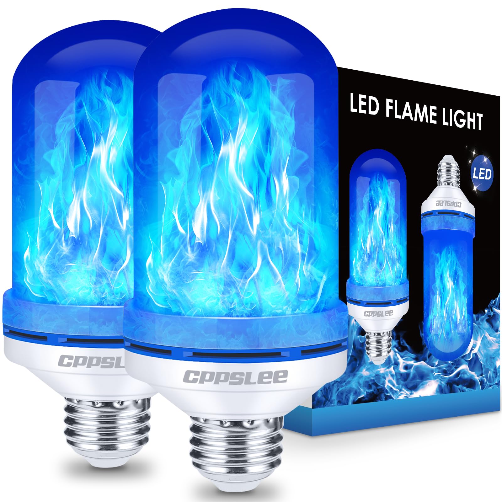 Halloween Decorations Upgraded LED Flame Light Bulbs, 4 Modes Flickering Light Bulbs, E26 Base Fire Flame Bulb, Christmas Lights Patio Outdoor Indoor Home Decor (Yellow, 2 Pack) - Halloween Happy