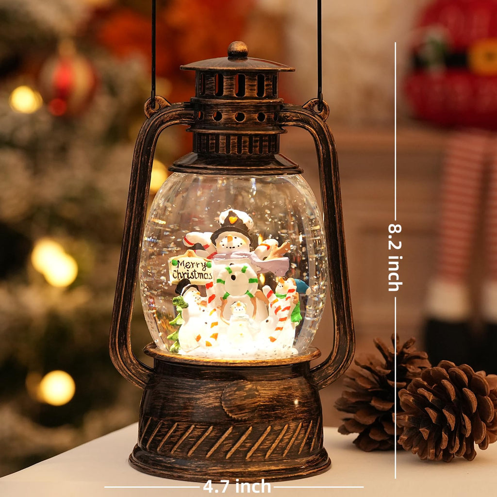 Halloween Snow Globe, Halloween Decorations Indoor Light Up Snow Globe Lantern with Music, 6H Timer, Love Never Dies Swirling Glitter Halloween Lantern for Halloween Home Decorations - Halloween Happy