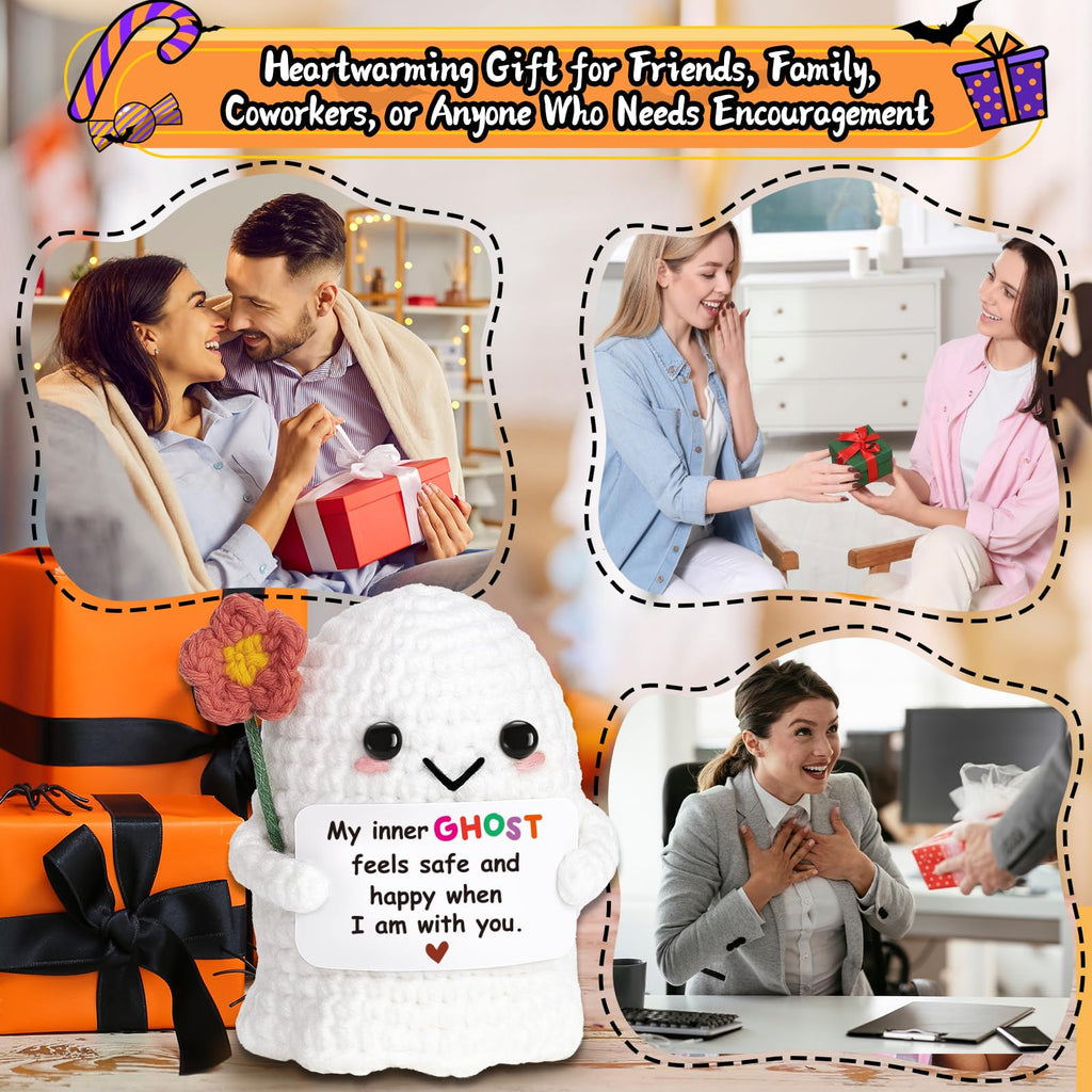 You're My Boo Buddy Cute Halloween Spooky Gifts - Funny & Romantic Handmade Crochet Ghost Plush Decor for for Girlfriend, Boyfriend, Couples, Her, Him, Friends, Valentine,Christmas Stocking Stuffer - Halloween Happy