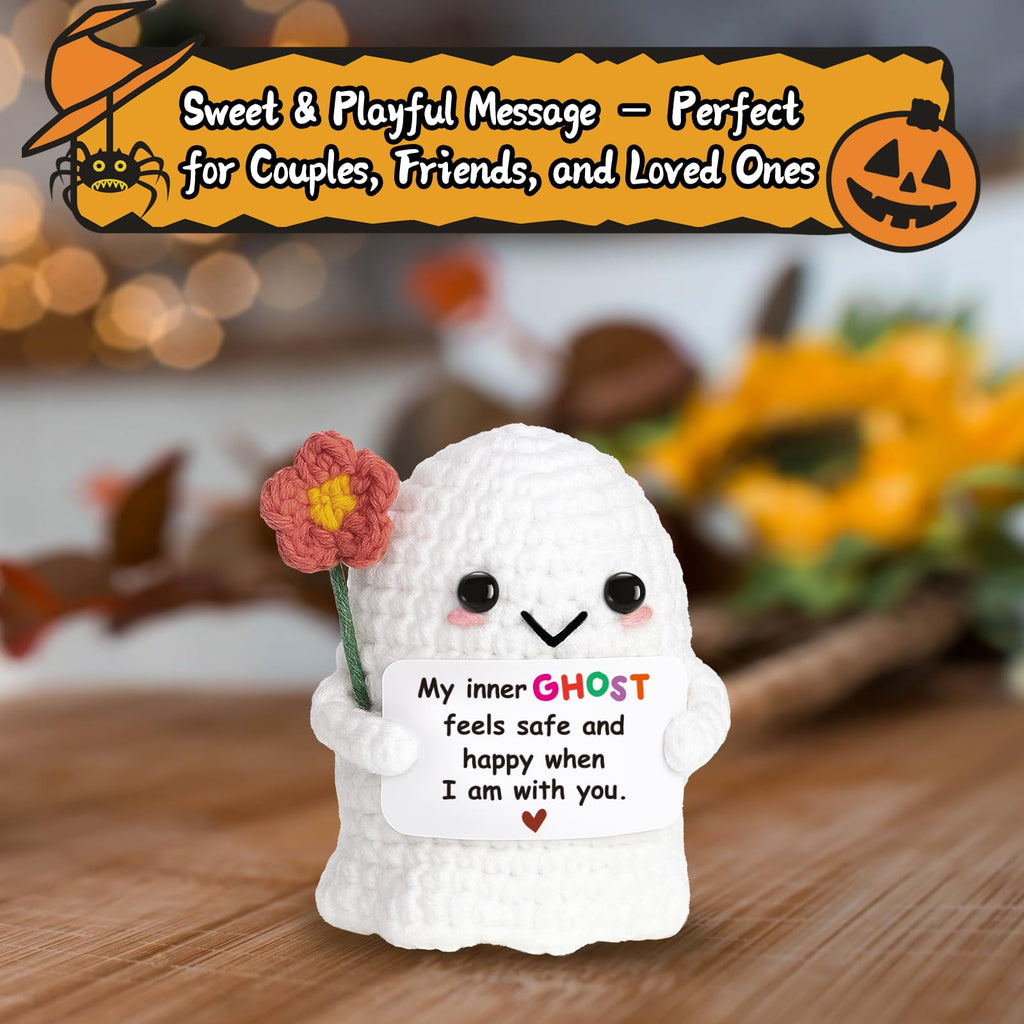 You're My Boo Buddy Cute Halloween Spooky Gifts - Funny & Romantic Handmade Crochet Ghost Plush Decor for for Girlfriend, Boyfriend, Couples, Her, Him, Friends, Valentine,Christmas Stocking Stuffer - Halloween Happy