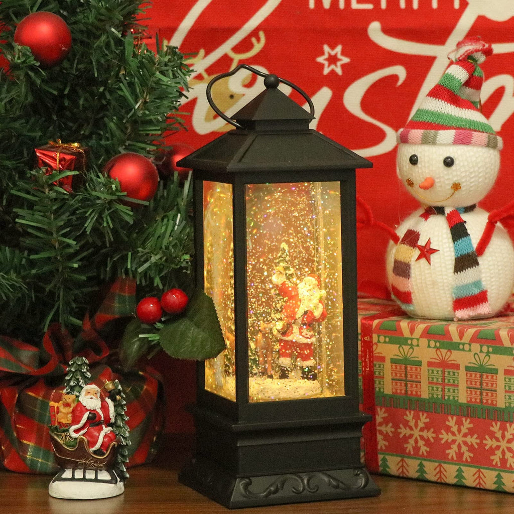 Eldnacele Halloween Ghost Projection Snow Globe Lantern with 6 - Hour Timer, Lighted Plug - in & Battery Operated Water Glittering Snowing Globe Lamp for Spooky Fall Halloween Indoor Decoration(Skeleton) - Halloween Happy