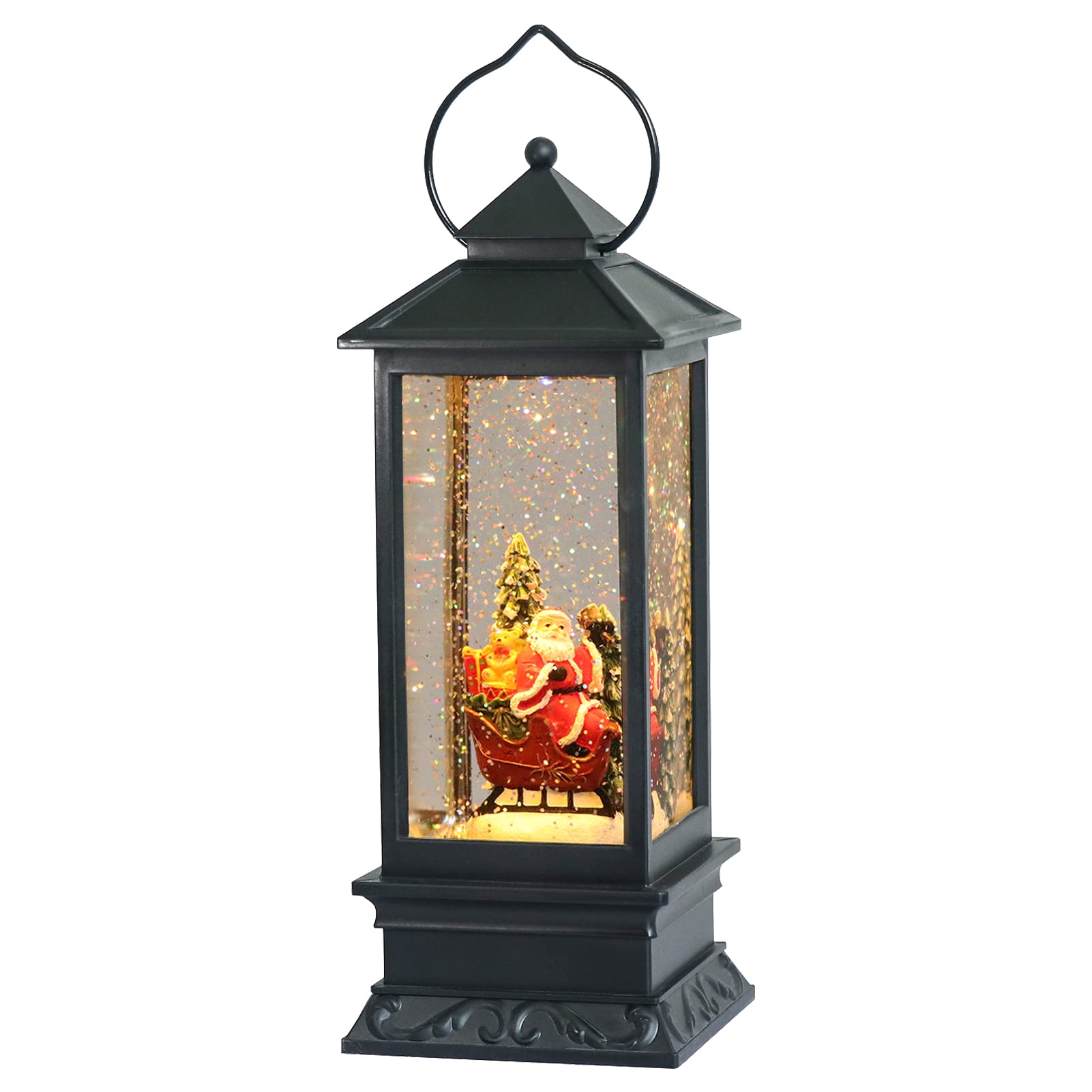 Eldnacele Halloween Ghost Projection Snow Globe Lantern with 6 - Hour Timer, Lighted Plug - in & Battery Operated Water Glittering Snowing Globe Lamp for Spooky Fall Halloween Indoor Decoration(Skeleton) - Halloween Happy