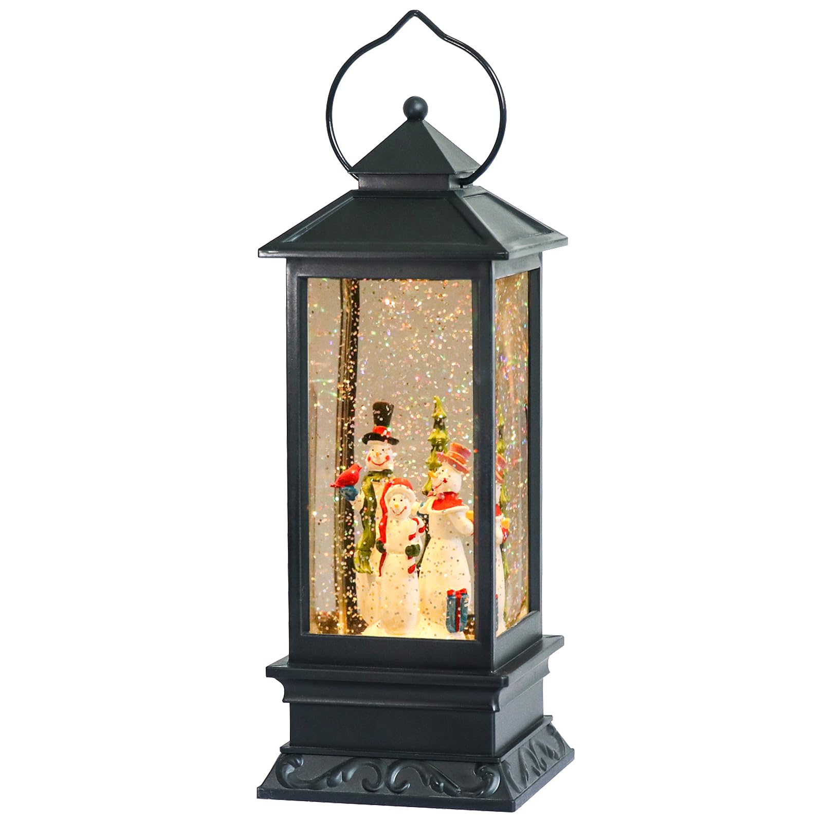 Eldnacele Halloween Ghost Projection Snow Globe Lantern with 6 - Hour Timer, Lighted Plug - in & Battery Operated Water Glittering Snowing Globe Lamp for Spooky Fall Halloween Indoor Decoration(Skeleton) - Halloween Happy