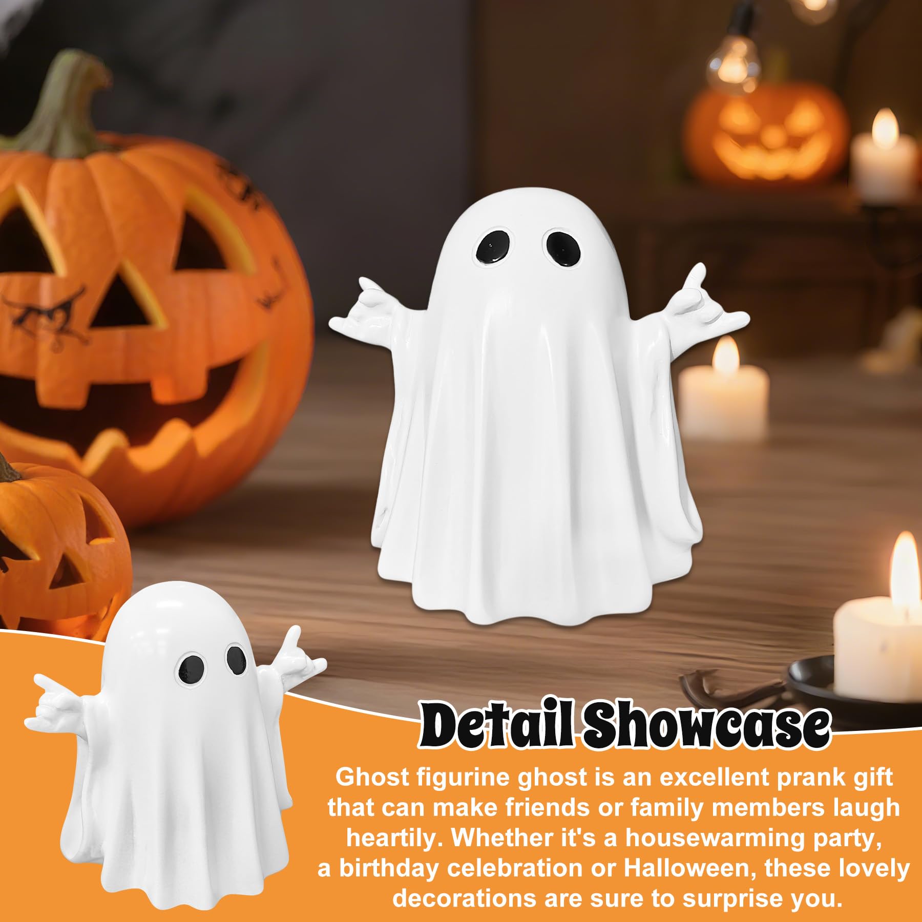 Halloween Ghost Figurine Ghost Decor, Funny Ghost Statue, Cute Ghost Figurine, Ghost Statue Halloween Decoration for Gift Props Tabletop Home Decor New Year's Gifts - Halloween Happy