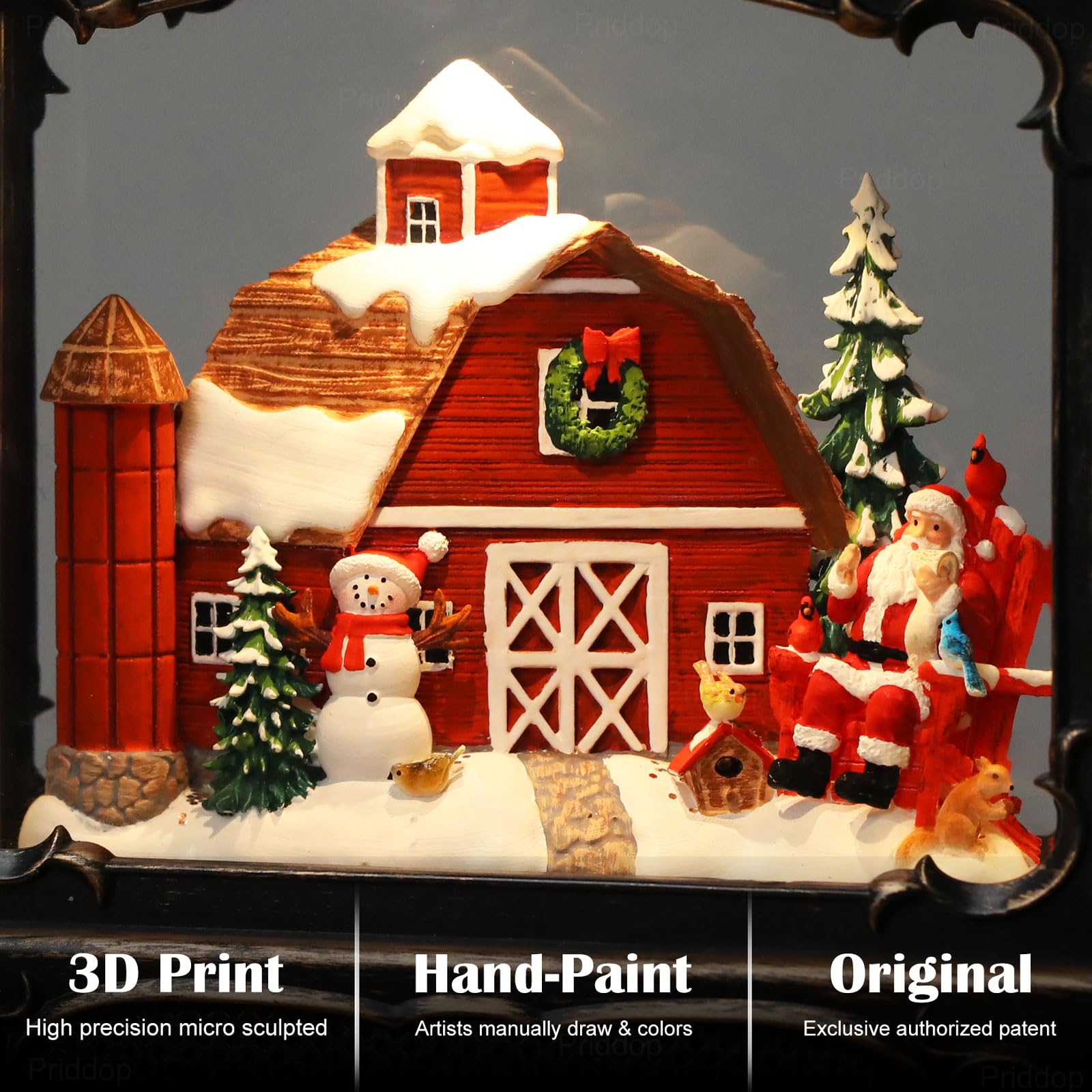 Halloween Snow Globe Lantern Haunted House Pumpkin Ghost Tree Crow Rip Dancing Bats with Timer, USB and Battery Powered 12 inch - Halloween Happy