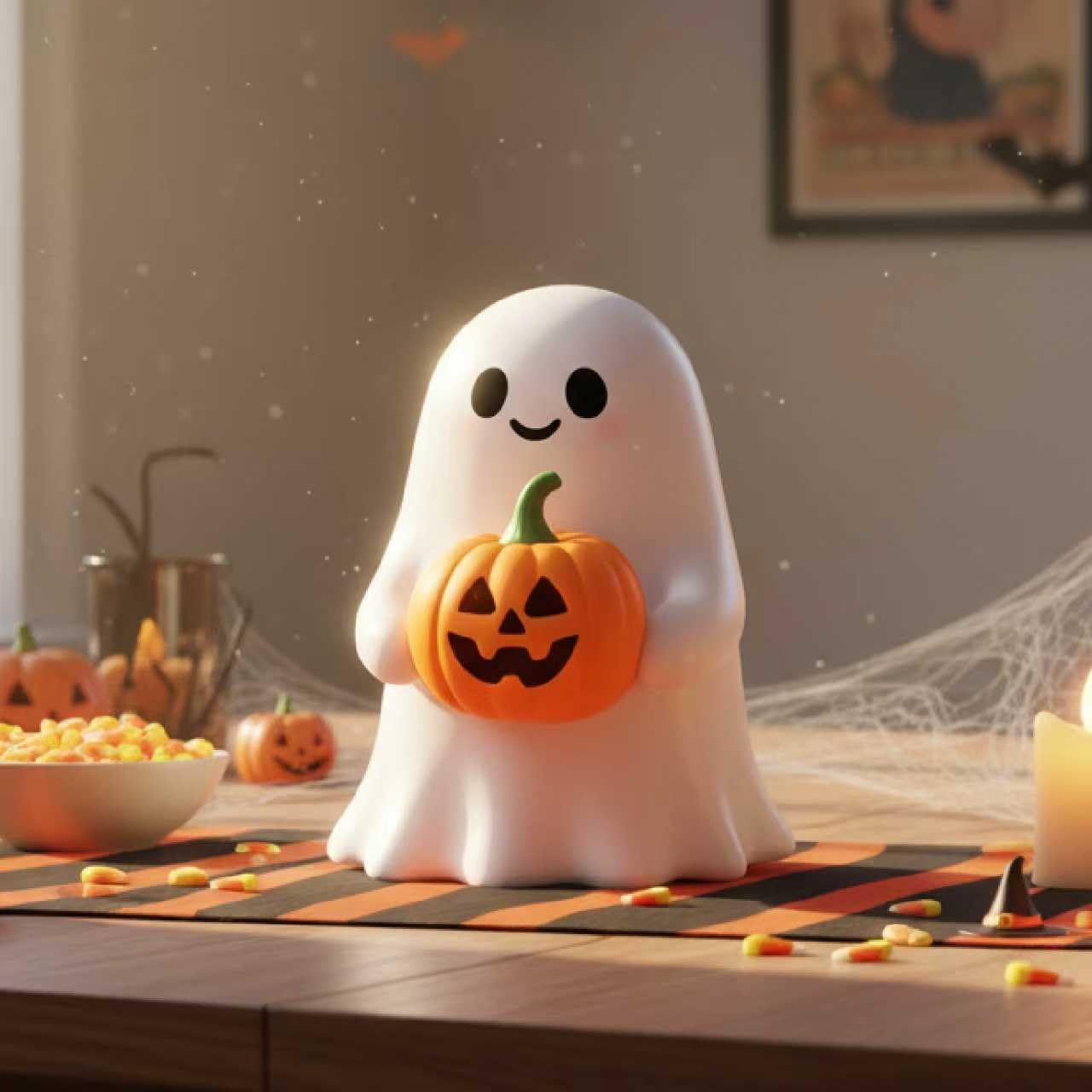 Halloween Ghost Figurine Ghost Decor, Funny Ghost Statue, Cute Ghost Figurine, Ghost Statue Halloween Decoration for Gift Props Tabletop Home Decor New Year's Gifts - Halloween Happy