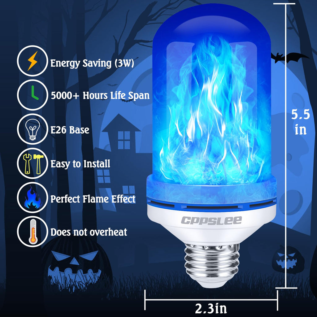 Halloween Decorations Upgraded LED Flame Light Bulbs, 4 Modes Flickering Light Bulbs, E26 Base Fire Flame Bulb, Christmas Lights Patio Outdoor Indoor Home Decor (Yellow, 2 Pack) - Halloween Happy